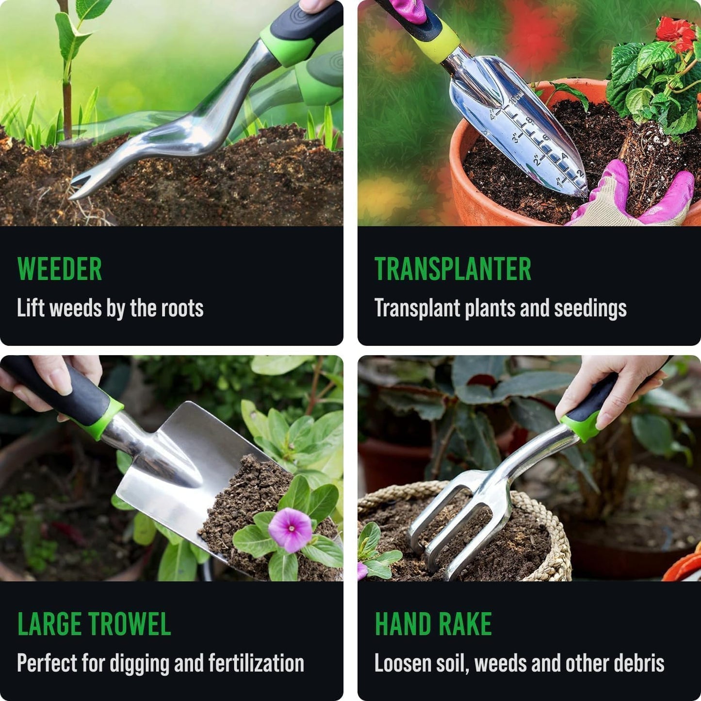 Premiumes Gartenwerkzeug Set - Rostfrei, Ergonomisch, 9-teilig