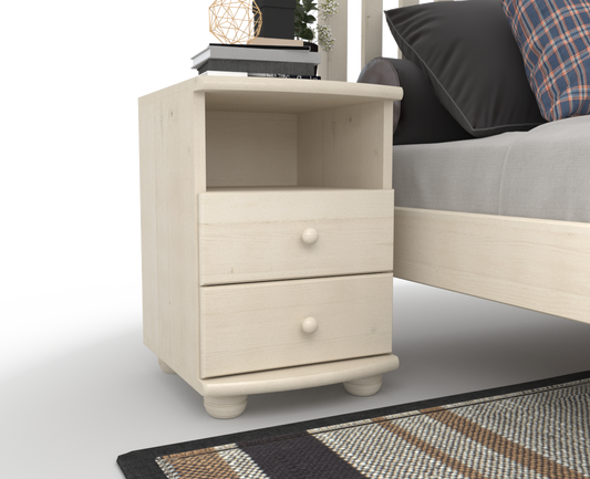 Claudia Kiefer Massivholz Nachttisch Nachtschrank | 2-Schubladen und 1 Regal | 100% Bio Kiefer
