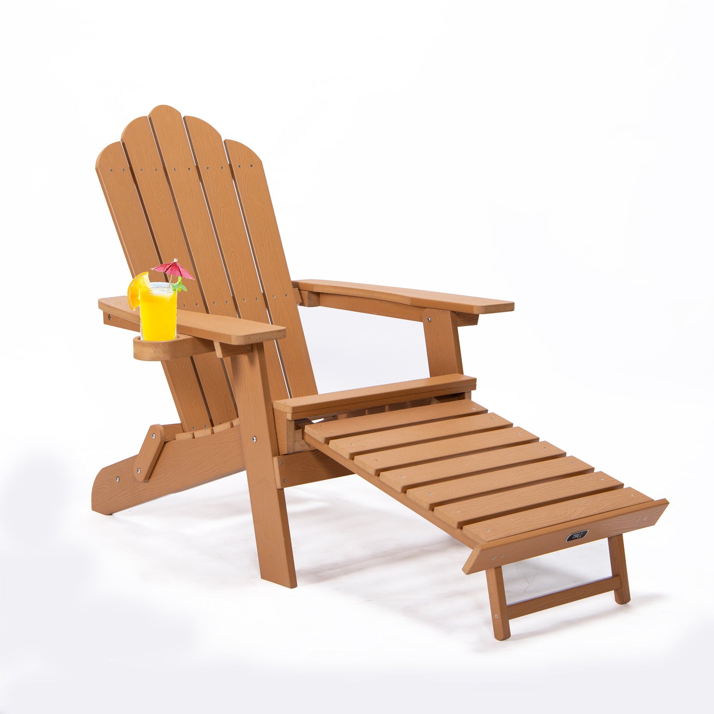 TALE Klappbarer Adirondack-Stuhl mit ausziehbarem Ottomanen und Becherhalter