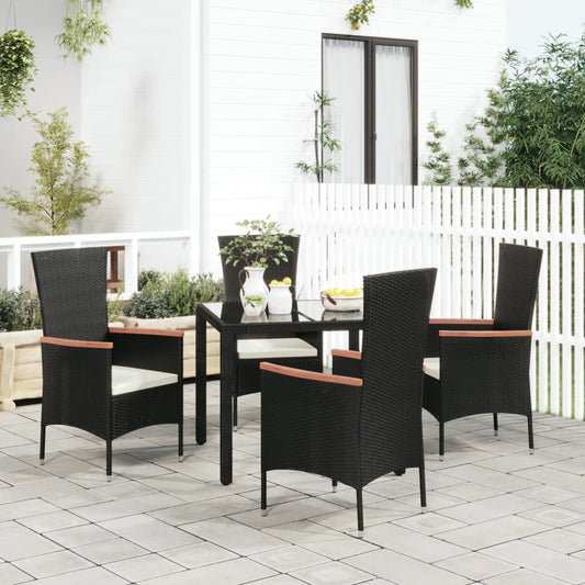 Gartenstühle 4er Set mit Kissen - Polyrattan Esszimmerstühle