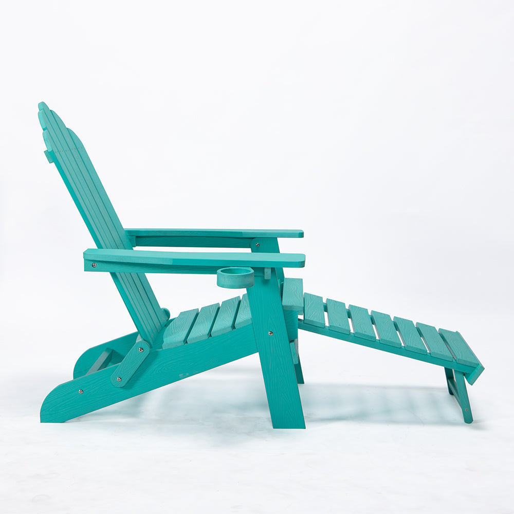 TALE Klappbarer Adirondack-Stuhl mit ausziehbarem Ottomanen und Becherhalter