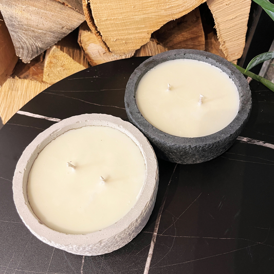 Beton-Kerzen Set "Natural Duo" (Schwarz & Grau) – Mit Deckeln