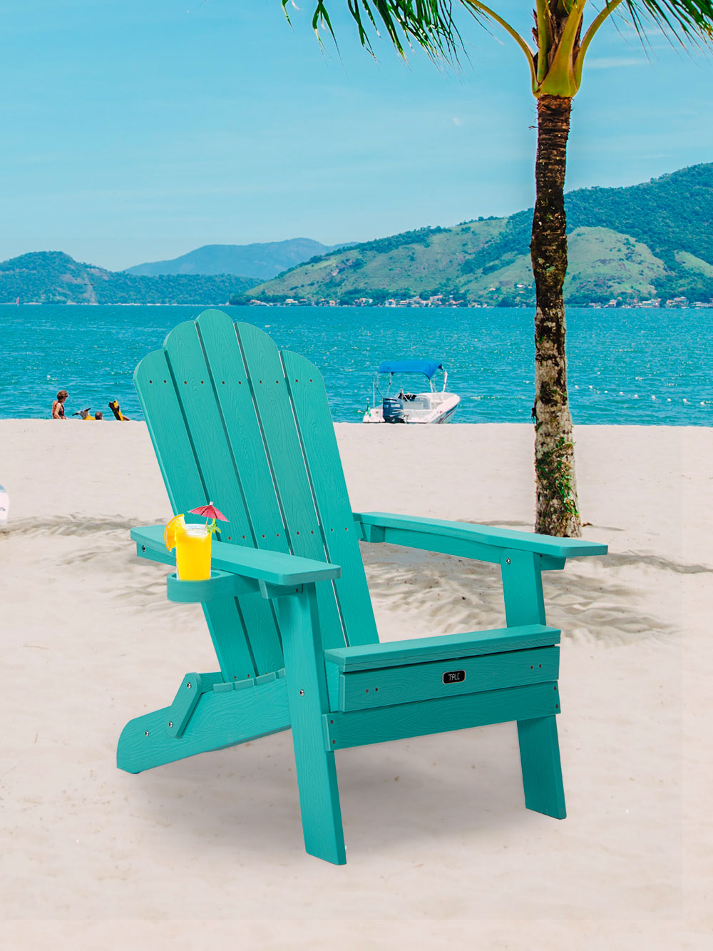 TALE Klappbarer Adirondack-Stuhl mit ausziehbarem Ottomanen und Becherhalter