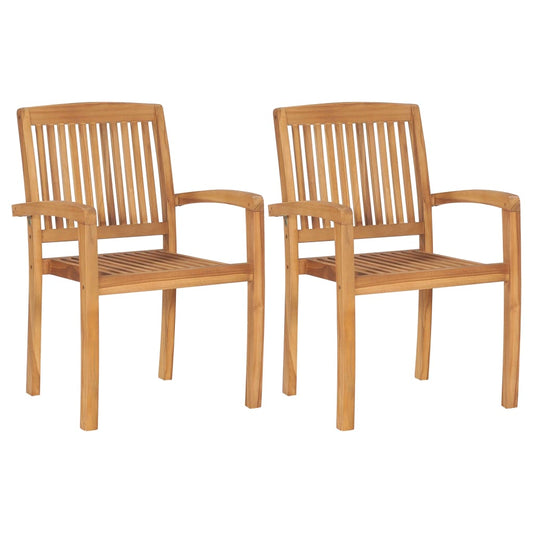 Gartenstühle 2er-Set stapelbar – Massives Teakholz