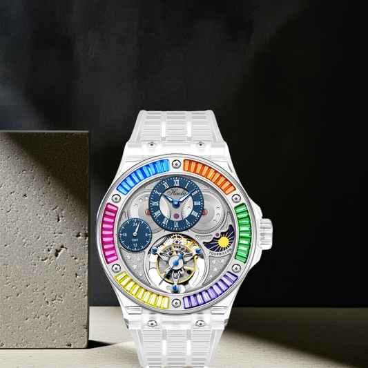 Haofa k9 watermelon crystal watch luxury skeleton tourbillon watch sapphire glass
