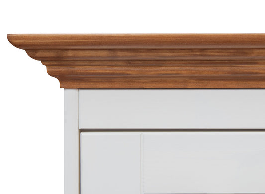 Bologna Elegante Massivholz Kiefer Kleiderschrank 2D | Farbe Weiß - Eiche