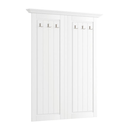 Bologna Elegante Massivholz Kiefer Garderobe Doppel Wandpanel | Farbe weiß