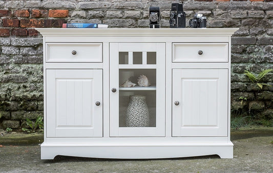 Bologna Elegante Massivholz Kiefer Kommode 3D | Farbe weiß