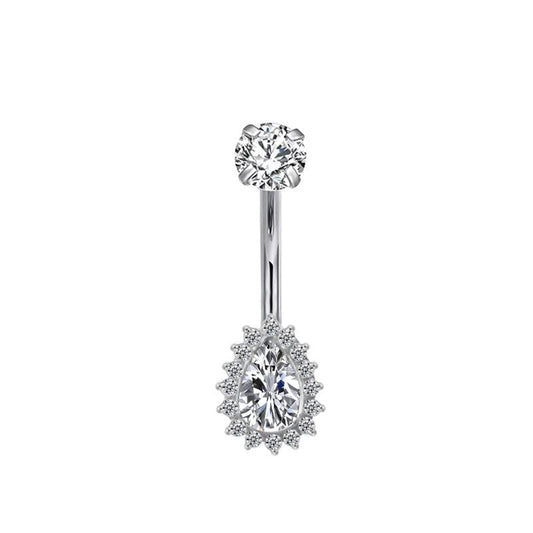 Bauchnabelpiercing aus TITAN mit Tropfen-Halo