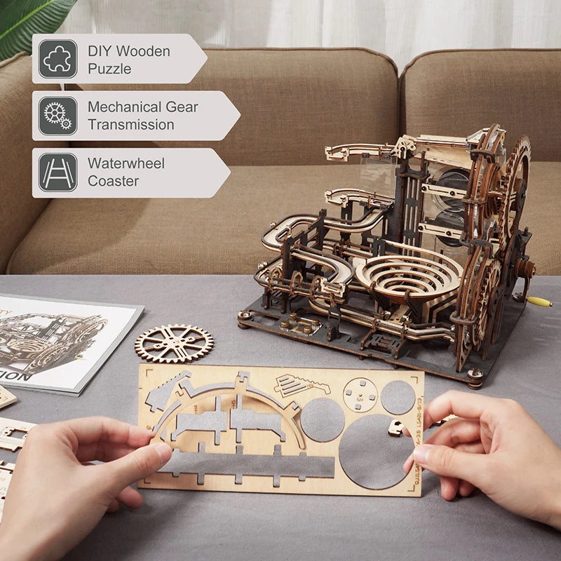 Robotime Rokr Kugelbahn Set 3D Holzpuzzle DIY Modellbausatz Geschenk für Teenager Erwachsene