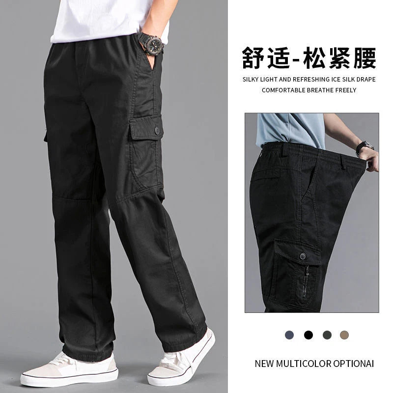 Neue Cargo-Hose Herren Loose Straight Solid Grey Oversize Kleidung Arbeit Black Jogger