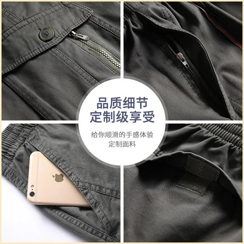 Neue Cargo-Hose Herren Loose Straight Solid Grey Oversize Kleidung Arbeit Black Jogger