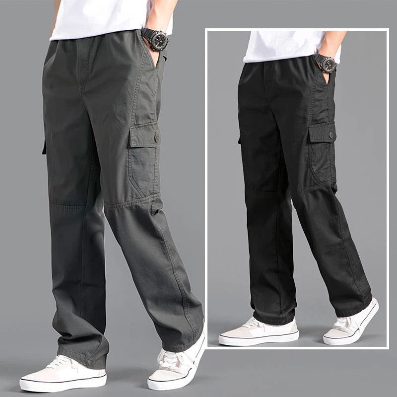 Neue Cargo-Hose Herren Loose Straight Solid Grey Oversize Kleidung Arbeit Black Jogger