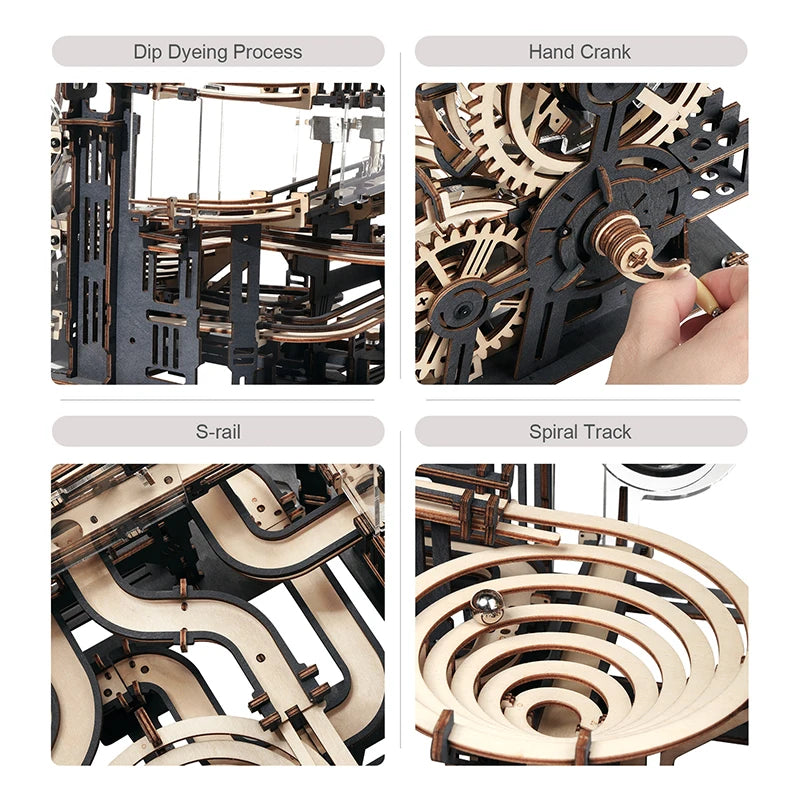 Robotime Rokr Kugelbahn Set 3D Holzpuzzle DIY Modellbausatz Geschenk für Teenager Erwachsene