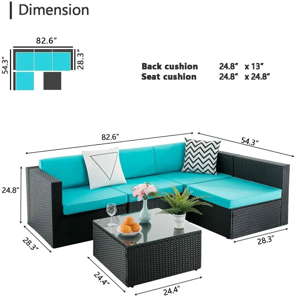 Premium Rattan Sectional Patio Sofa Set