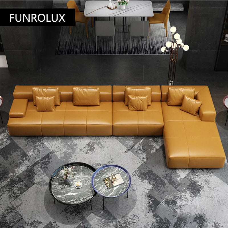 Exklusive Light Luxury Leder Wohnkombination