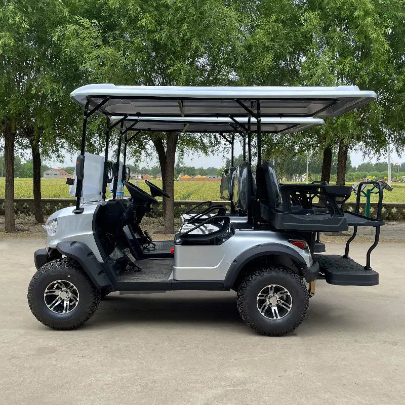 Neu 72V 4-Sitzer Offroad Solar Elektro Golfwagen mit Kurzem Container Club Car Outdoor Erwachsenen Freizeitfahrzeug