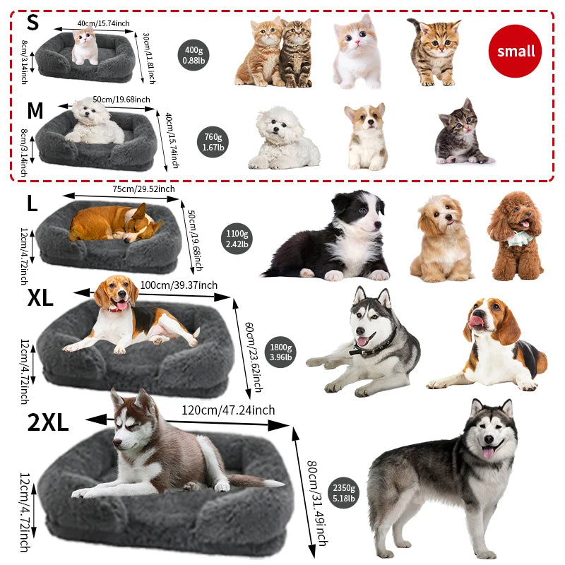 Neues Großes Hundebett Plüsch Haustierbett Winter Dickes Pad Hundeschlafbett , Abnehmbares Pad Hund Kleines Großes Hundesquare-Kennel