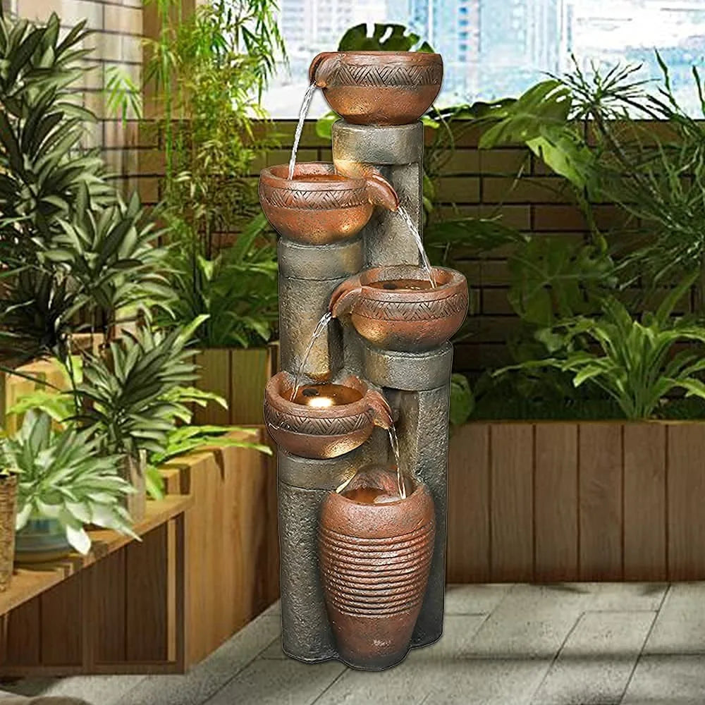 Entspannender 5-Tier Outdoor Gartenbrunnen