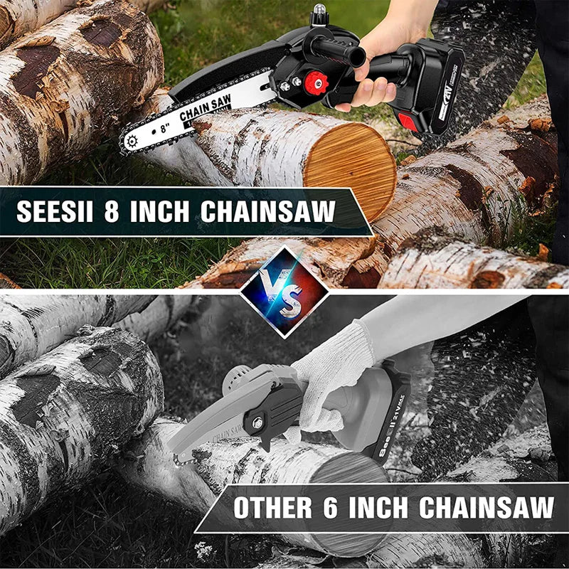 SEESII 8 Zoll Brushless Kettensäge Mit Akku 1500W Tragbare Akku-Kettensäge Garten Ast Baum Beschneiden Elektrowerkzeuge