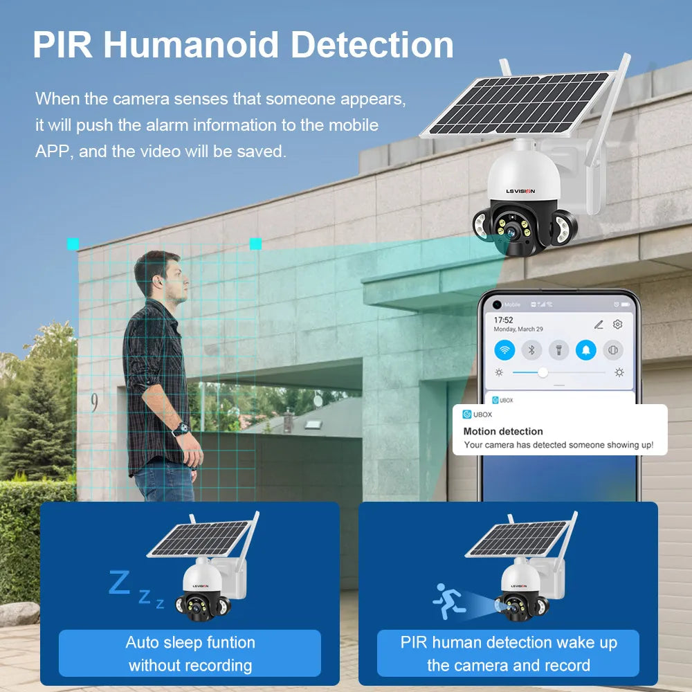 LS VISION Solar 4G Kamera mit 360° PTZ, WLAN, solarbetrieben