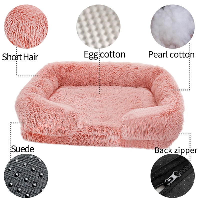 Neues Großes Hundebett Plüsch Haustierbett Winter Dickes Pad Hundeschlafbett , Abnehmbares Pad Hund Kleines Großes Hundesquare-Kennel