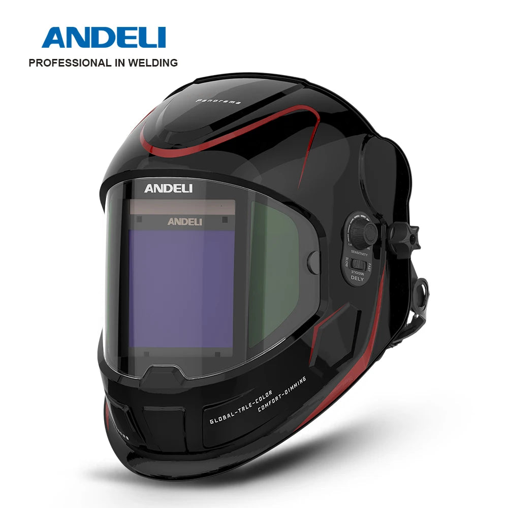 ANDELI Schweißhelm Großes Sichtfeld Automatische Verdunklung Echter Farbwiedergabe DIN4 1\/1\/1\/2 Löten für TIG MIG MMA SCHNEIDEN