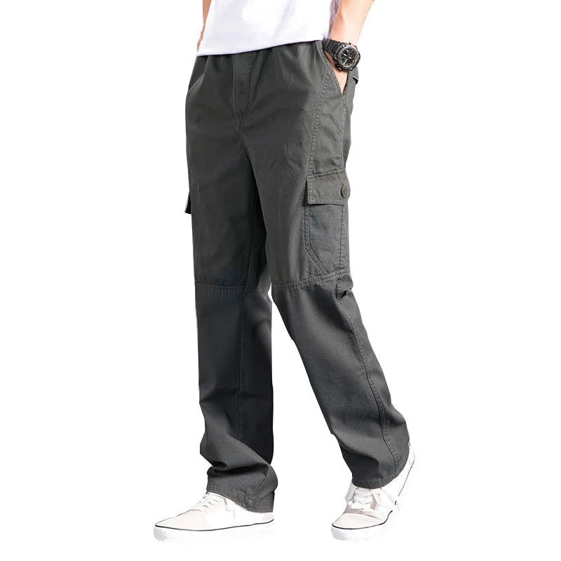 Neue Cargo-Hose Herren Loose Straight Solid Grey Oversize Kleidung Arbeit Black Jogger
