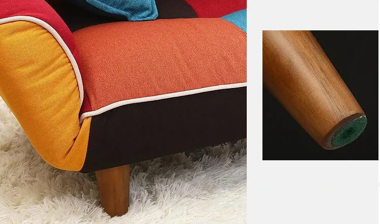 Verstellbares Sofa und Loveseat in buntem Linienstoff - Ideal für Wohnzimmer, Schlafzimmer, Studentenzimmer
