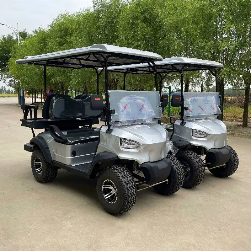 Neu 72V 4-Sitzer Offroad Solar Elektro Golfwagen mit Kurzem Container Club Car Outdoor Erwachsenen Freizeitfahrzeug