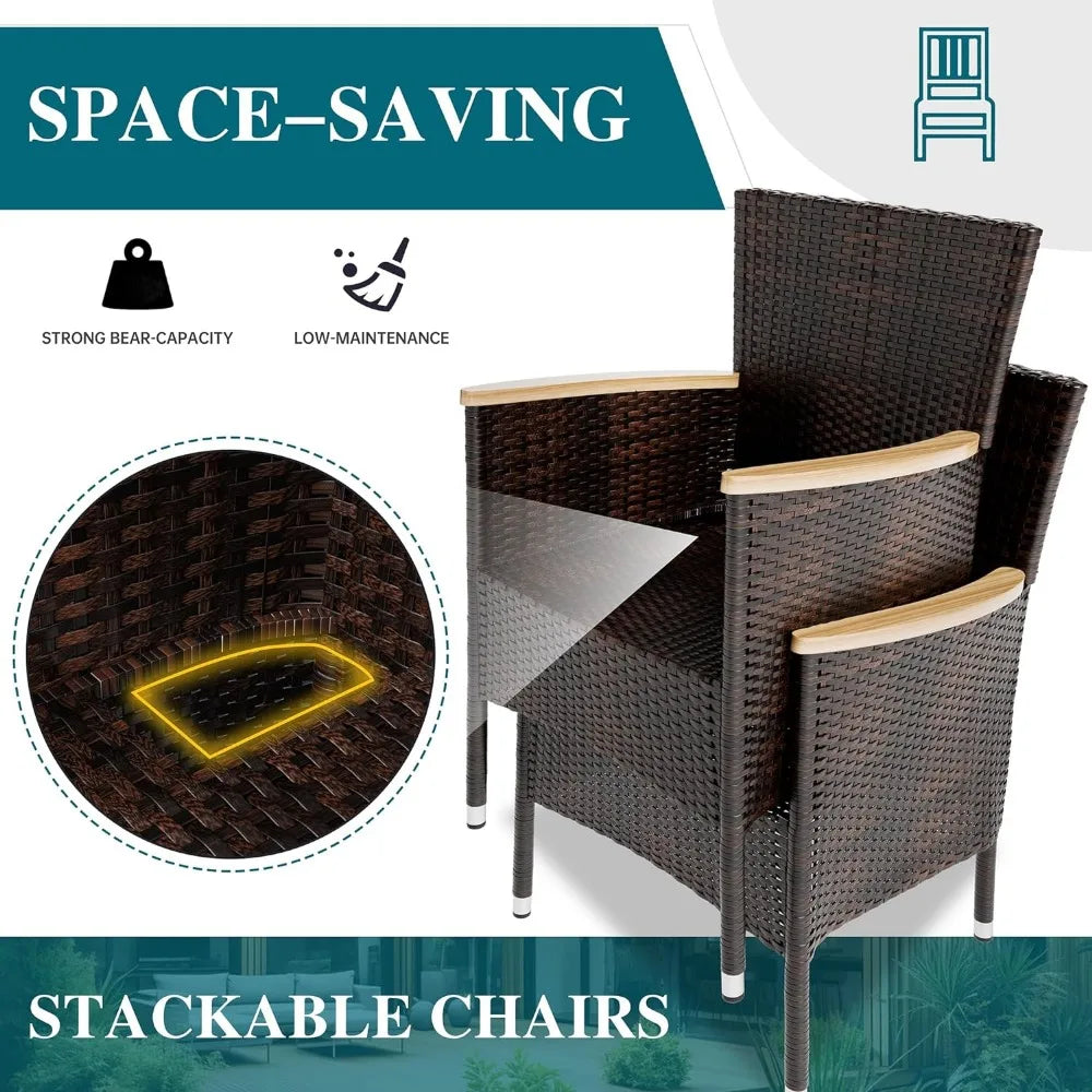 7-teiliges Gartenmöbel-Set aus Rattan, Modernes Design, Outdoor Tisch und Stühle