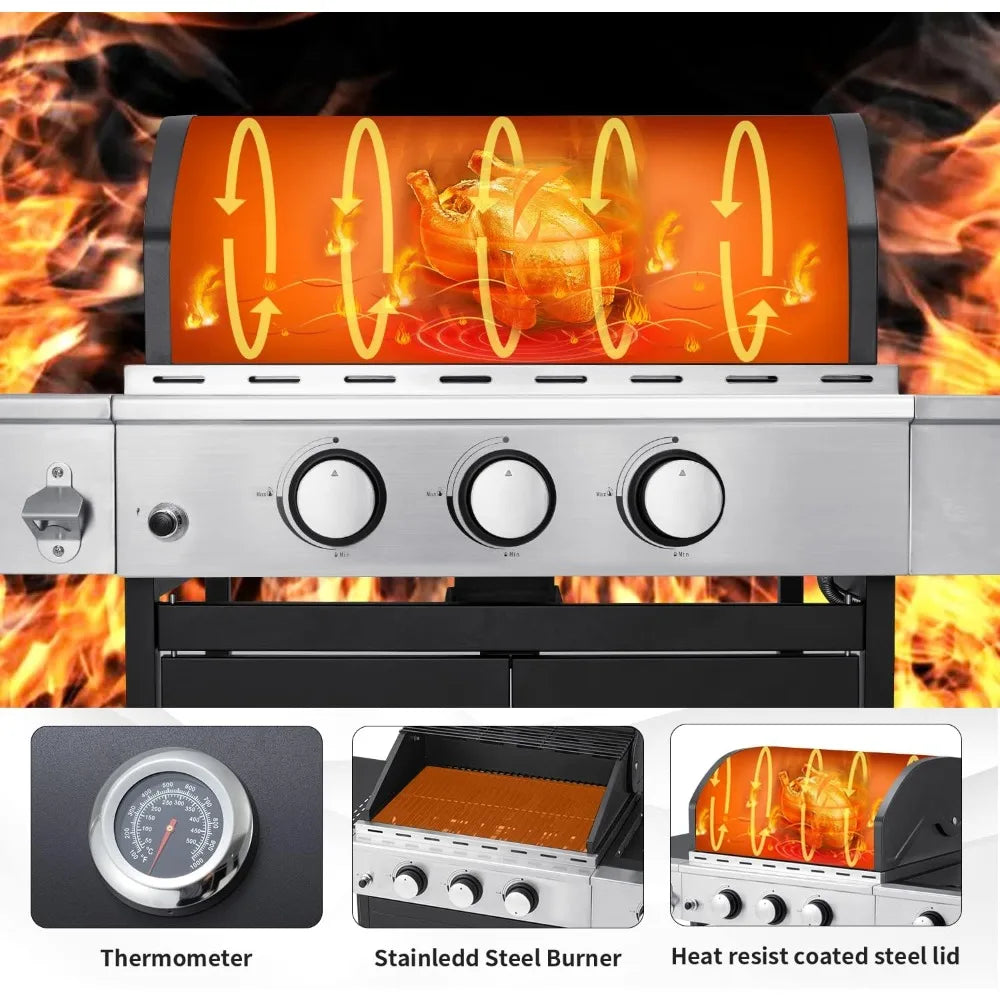 MELLCOM 3 Brenner BBQ Propan Gas Grill