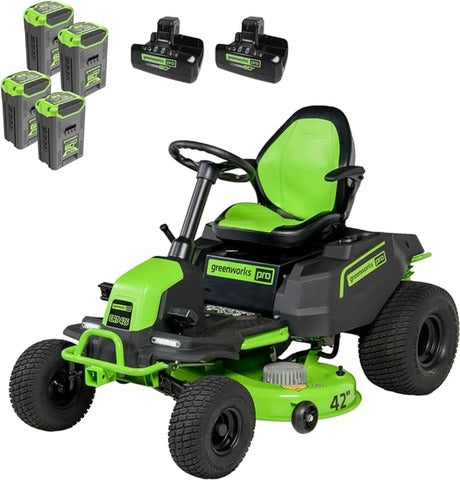 60V 42\" Akku-Rasenmäher mit Elektroantrieb (4) 8,0 Ah Batterien und (2) Dualport-Turbo-Ladegeräte