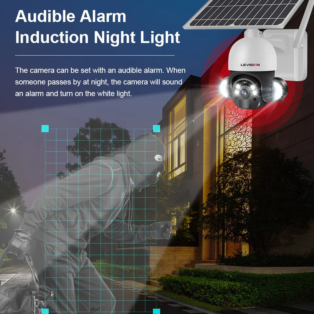 LS VISION Solar 4G Kamera mit 360° PTZ, WLAN, solarbetrieben