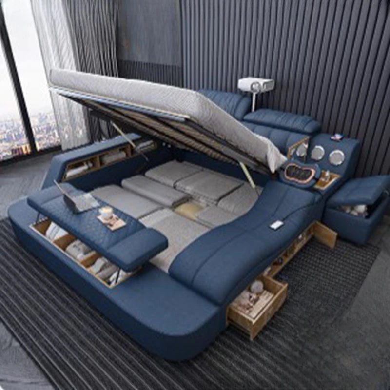 Luxus Doppelbett Nordische König Aesthetische Multifunktions Smart Modern Doppelbettgestell