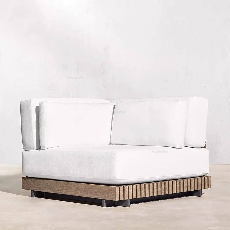 Nordisches Massivholz Villa Set Patio Sofa Luxuriöse Gartenmöbel - Wetterschutz und Sonnenschutz