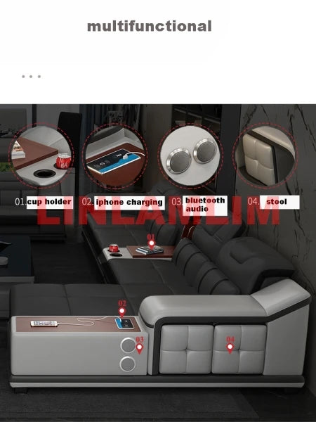 Premiumes Echtes Leder Schlafsofa