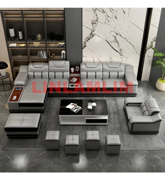 Premiumes Echtes Leder Schlafsofa