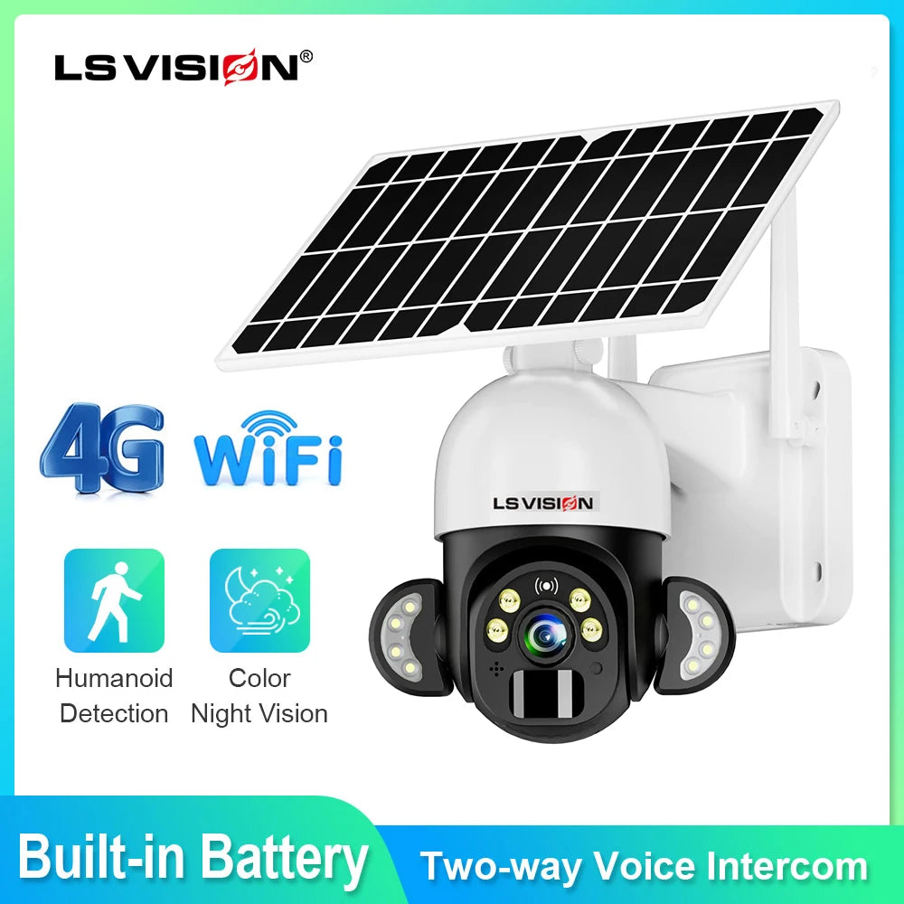 LS VISION Solar 4G Kamera mit 360° PTZ, WLAN, solarbetrieben