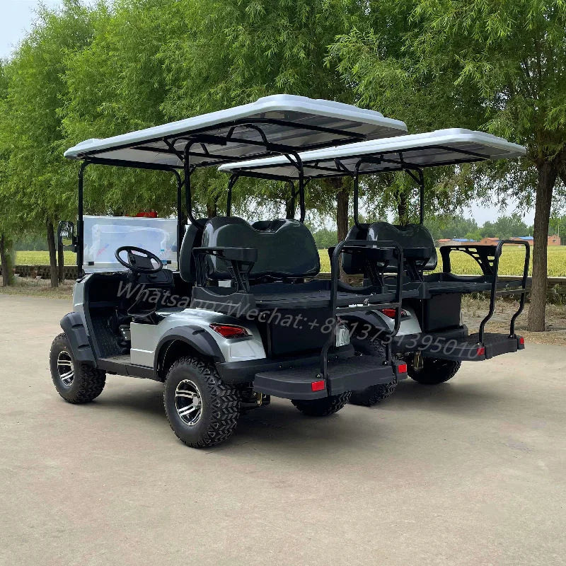 Neu 72V 4-Sitzer Offroad Solar Elektro Golfwagen mit Kurzem Container Club Car Outdoor Erwachsenen Freizeitfahrzeug
