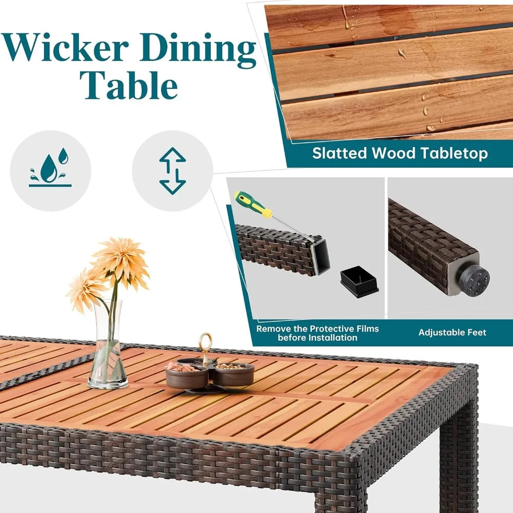 7-teiliges Gartenmöbel-Set aus Rattan, Modernes Design, Outdoor Tisch und Stühle