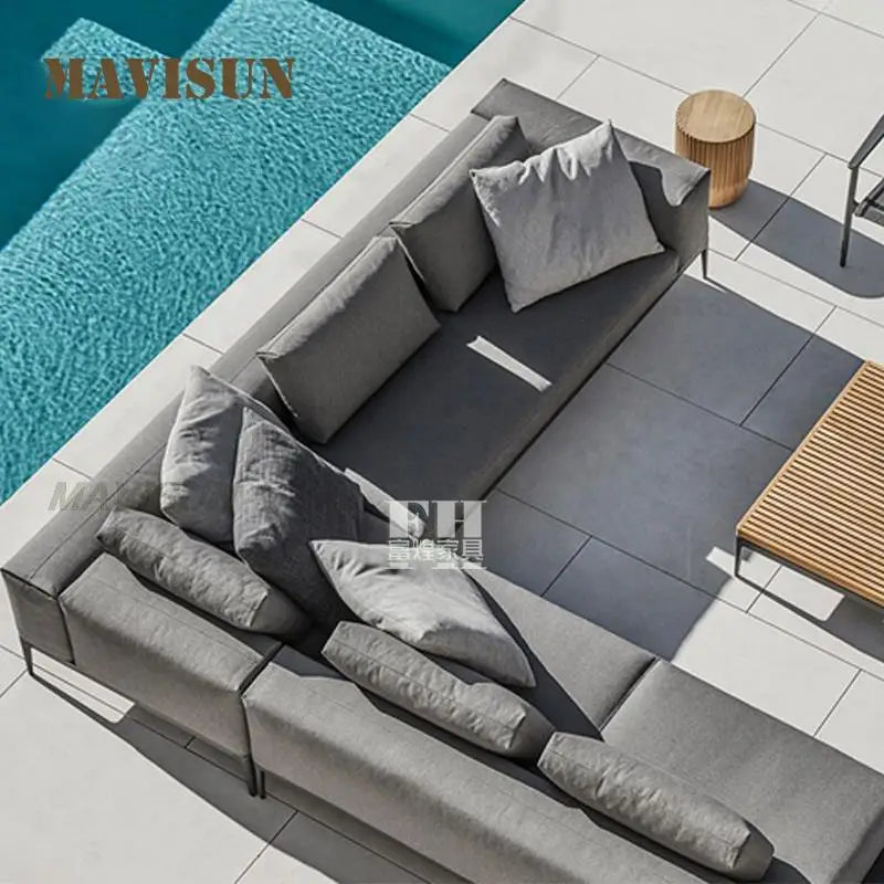 Gartenmöbel-Set: Outdoor-Sofa für Garten, Hotelbalkon - Wasserdicht, Sonnenschutzstoffe, Sofa, Couchtisch