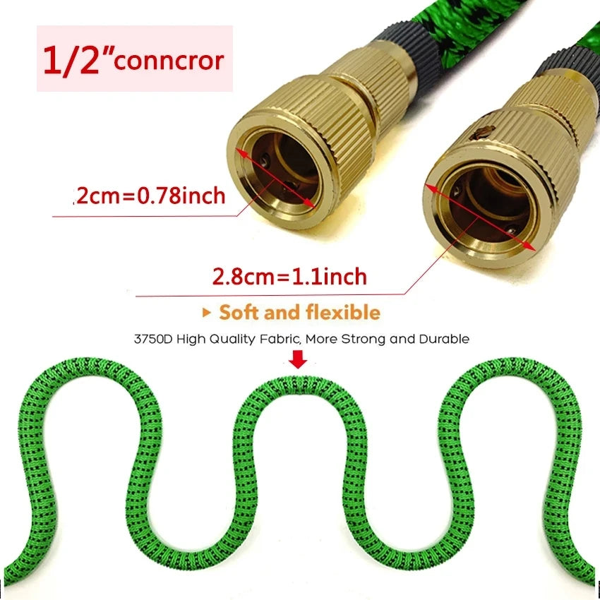 Garten Wasserschlauch Expandierbar Metallanschluss Hochdruck PVC Schlauch für Gartenbewässerung Autowäsche