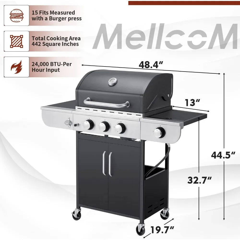 MELLCOM 3 Brenner BBQ Propan Gas Grill