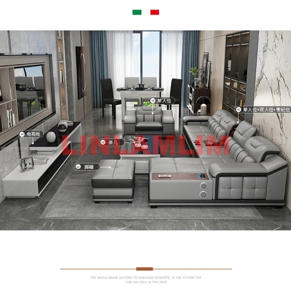 Premiumes Echtes Leder Schlafsofa