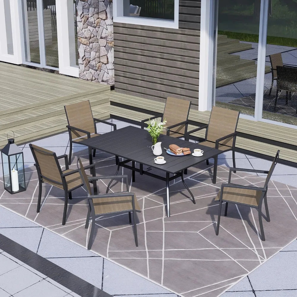 Patio Esstisch für 6 Personen, mit Schirmloch, Schwarz