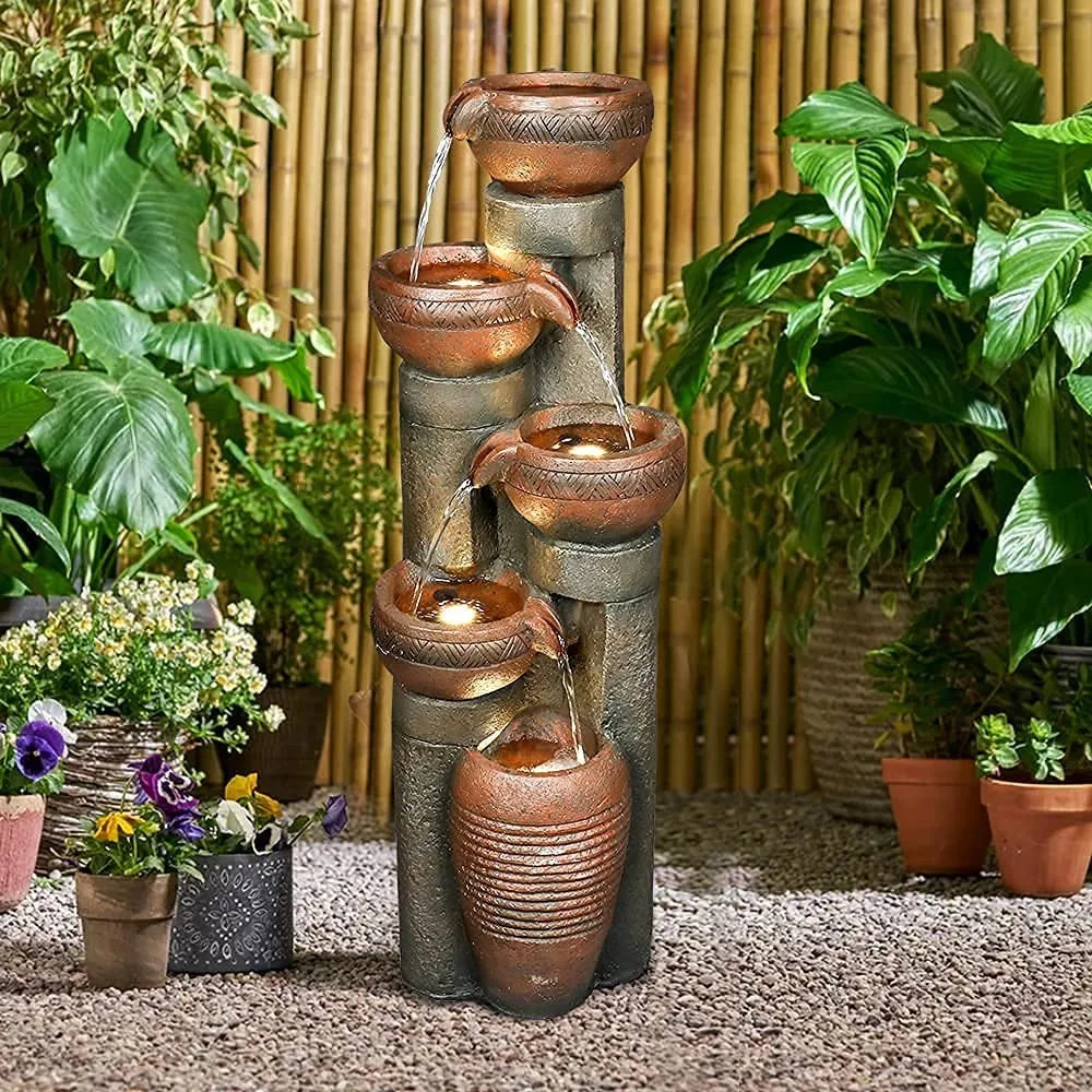 Entspannender 5-Tier Outdoor Gartenbrunnen