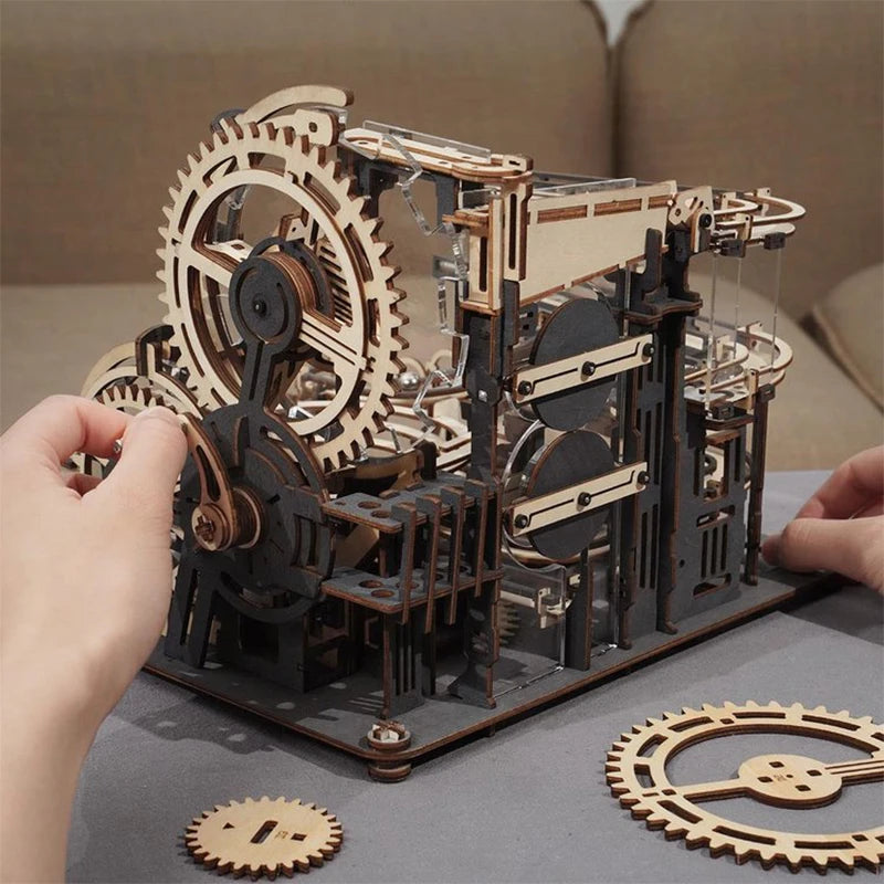 Robotime Rokr Kugelbahn Set 3D Holzpuzzle DIY Modellbausatz Geschenk für Teenager Erwachsene