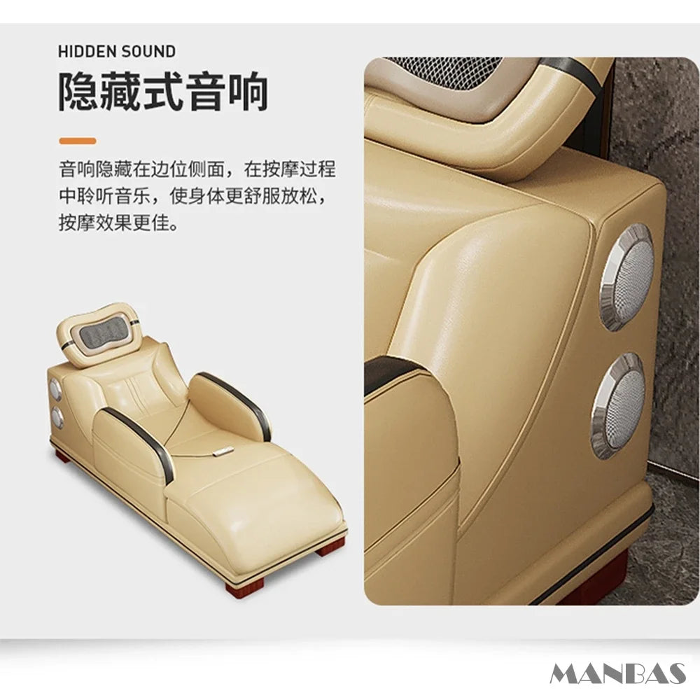 Luxuriöses L-förmiges Echtleder-Sofa mit Bluetooth-Lautsprecher - Linlamlim Wohnzimmer Italienisches Ledersofa mit Massage