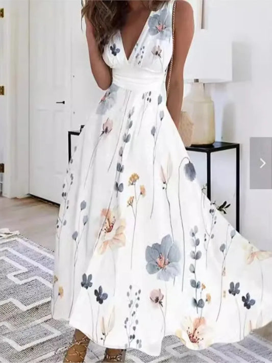 New latest Fashion v neck sleeveless beach party office holiday dress